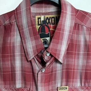Dixxon Men's Red and Grey Plaid Snap Button-Up Shirt Size Medium Men’s.